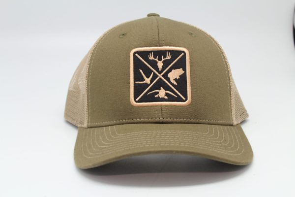 Mossy Oak Bottom Land Pattern Woven Patch Cap with Tan Mesh