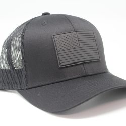 Rubber Patch American Flag Black Logo Black/Black Mesh Side