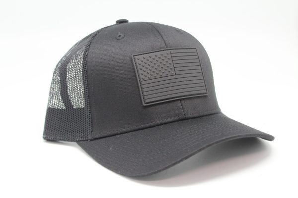 Rubber Patch American Flag Black Logo Black/Black Mesh Side