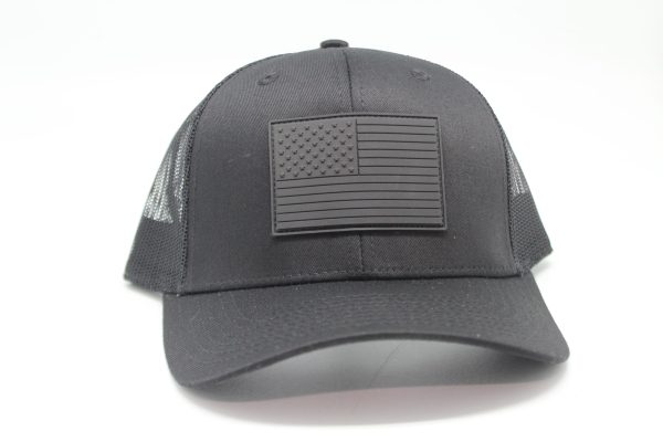 Rubber Patch American Flag Black Logo Black/Black Mesh