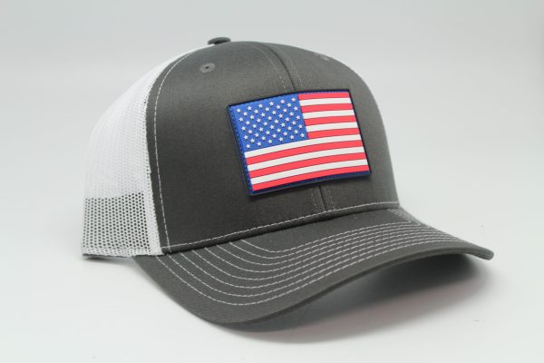 American Flag Rubber Patch on Charcoal/White Mesh Side