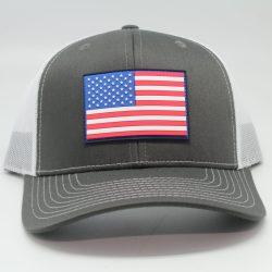 American Flag Rubber Patch on Charcoal/White Mesh Front