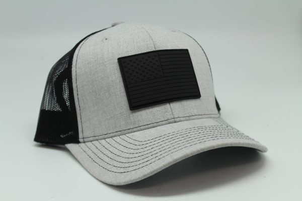 American Flag Rubber Patch on Heather/Black Mesh