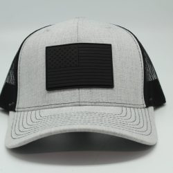 American Flag Rubber Patch on Heather/Black Mesh