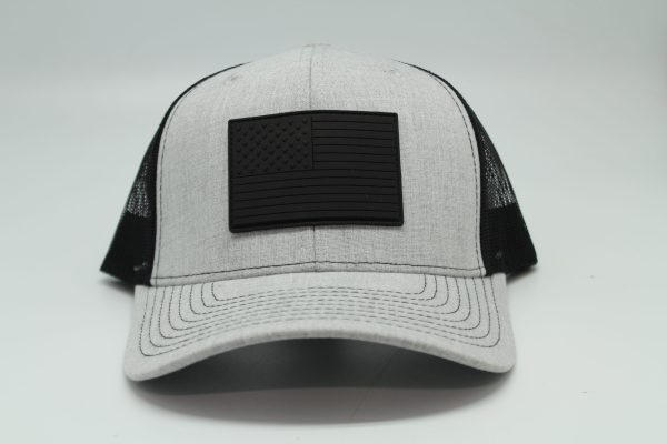 American Flag Rubber Patch on Heather/Black Mesh