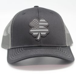 Rubber Patch 4 Leaf Clover Blk/Gry Flag Logo Black/Charcoal Mesh