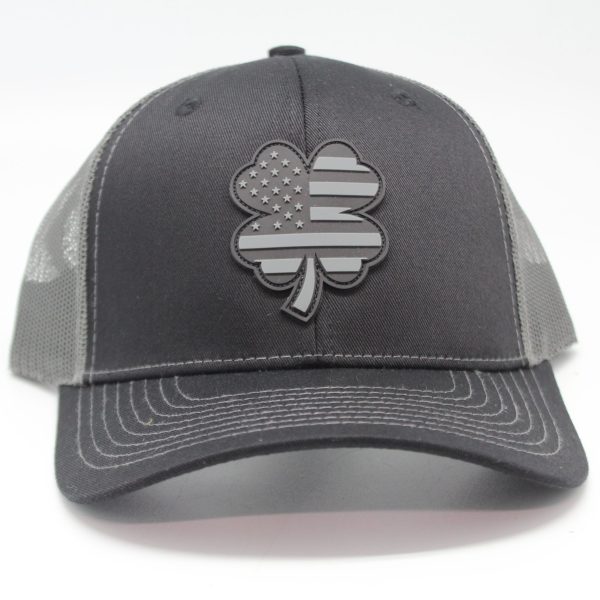 Rubber Patch 4 Leaf Clover Blk/Gry Flag Logo Black/Charcoal Mesh