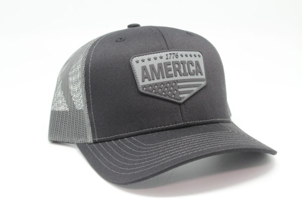 America Home Plate Rubber Patch on Black/Charcoal Mesh