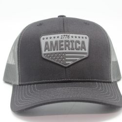 America Home Plate Rubber Patch on Black/Charcoal Mesh