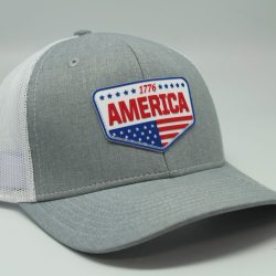 Rubber Patch American Flag Home Plate Logo RWB Heather/White Mesh