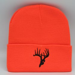 Winter Knit Beanie Skullz Deer Logo Orange with Black Logo
