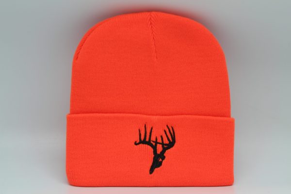 Winter Knit Beanie Skullz Deer Logo Orange with Black Logo
