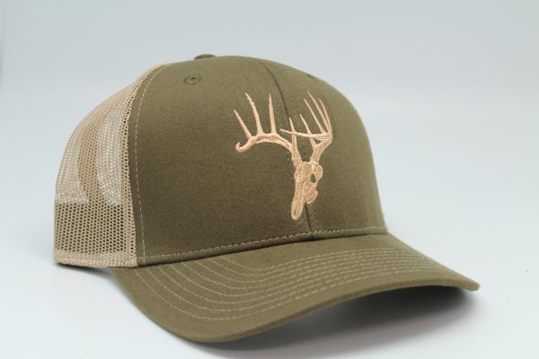 Skullz Deer Logo Embroidered Cap Olive/ Tan Mesh