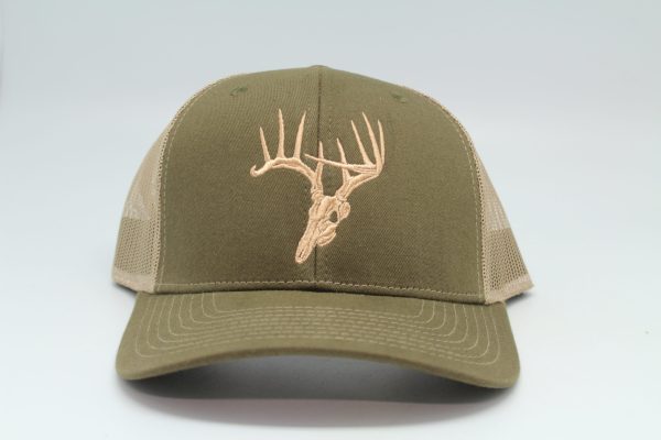 Skullz Deer Logo Embroidered Cap Olive/ Tan Mesh
