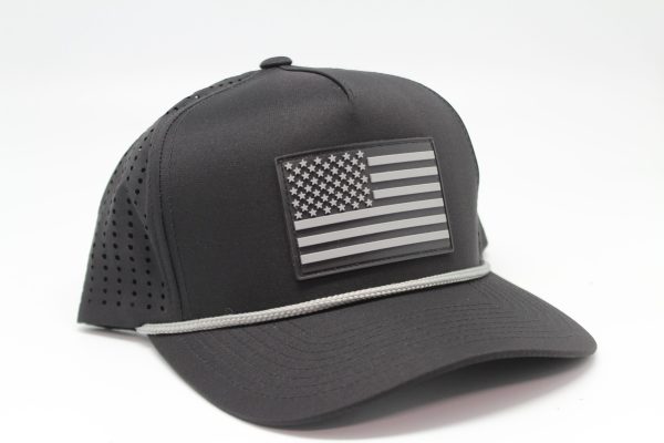 Performance Series American Flag Rubber Patch with Rope Black