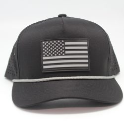 Performance Series American Flag Rubber Patch with Rope Black