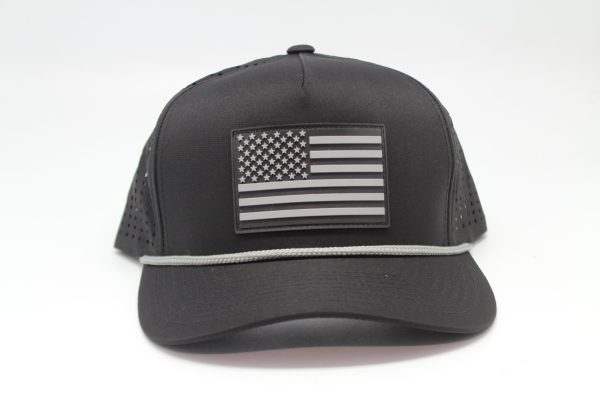 Performance Series American Flag Rubber Patch with Rope Black