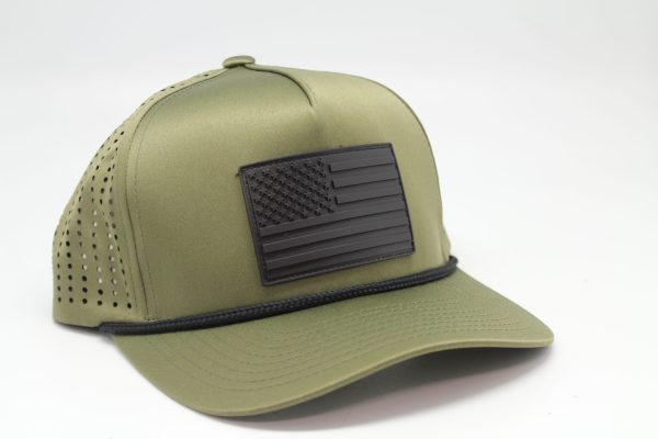 Performance Series American Flag Rubber Patch with Rope Green