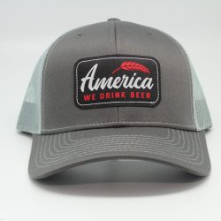 We Drink Beer Woven Patch on Charcoal/Light Gray Mesh