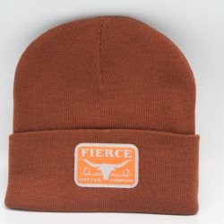 Winter Knit Beanie Fierce Cattle Company Logo Brown