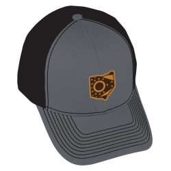 Ohio State Flag Leather Patch on Charcoal with Black Mesh