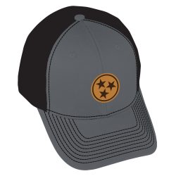 Tennessee Tri Star Leather Patch on Charcoal with Black Mesh